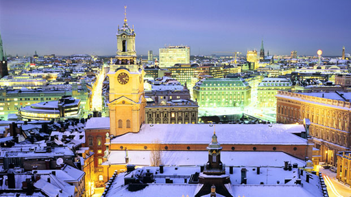 Ein Teil der Stockholmer Innenstadt im Winter