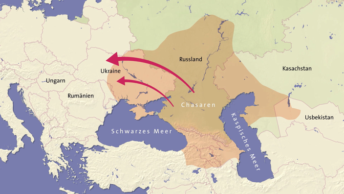 Karte von Osteuropa bis Westasien, mit farblich hervorgerufenem Bereich zwischen dem Schwarzen und dem Kaspischen Meer.