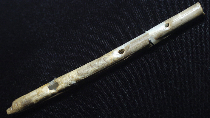 Eine 35.000 Jahre alte Schwanenflügelknochen-Flöte aus der Eiszeit