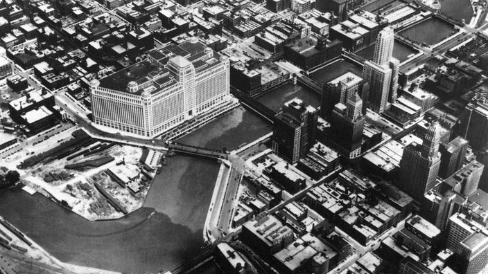Eine Luftbildaufnahme von Chicago aus dem Jahr 1925.