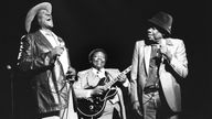 Konzert in London: die Blues-Musiker Bobby Bland, John Lee Hooker und B.B. King.
