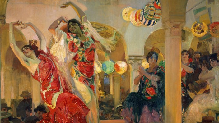 Gemälde: Flamenco-Tänzerinnen in einem Café