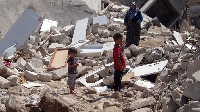 Die Stadt Asas in Syrien liegt in Trümmern.