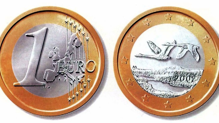 Vorder- und Rückseite der finnischen Ein-Euro-Münze | Bildquelle: dpa/Lehtikuva Vorder- und Rückseite der finnischen Ein-Euro-Münze