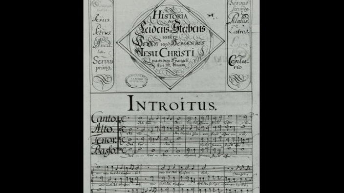 Das erste Blatt der Noten des biblischen Passionstextes. | Bildquelle: akg Das erste Blatt der Noten des biblischen Passionstextes.