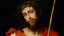 Porträt Jesus von Nazareth mit Dornenkranz auf dem Kopf und gefesselten Händen