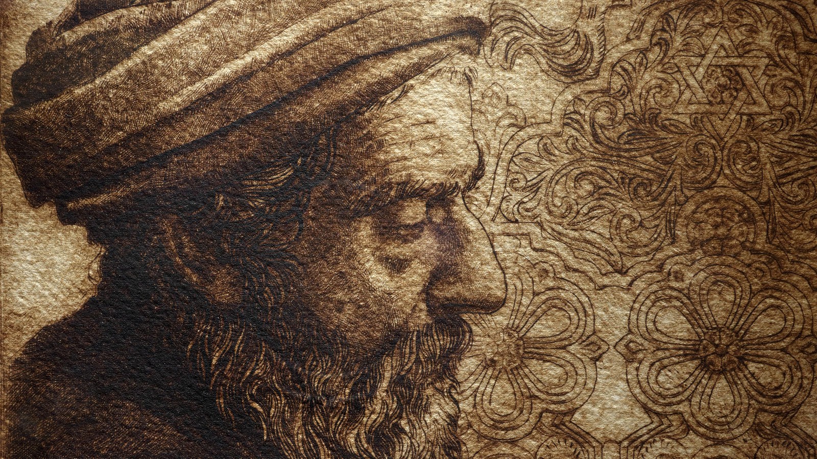 Zeichnung: Maimonides im Profil