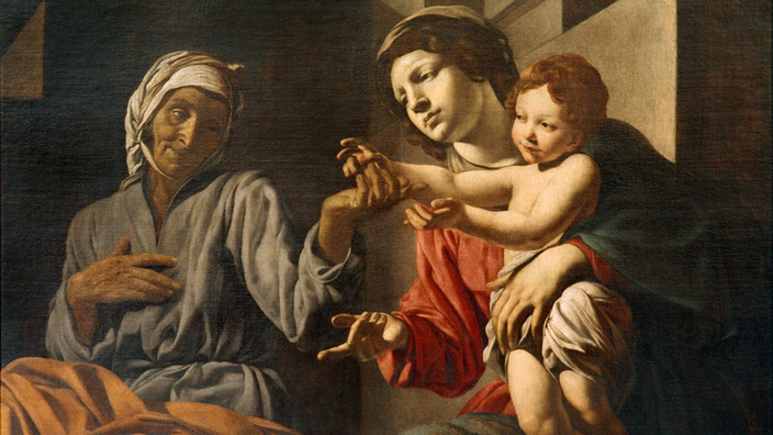 17. Jahrhundert, Öl auf Leinwand, Mutter und Sohn