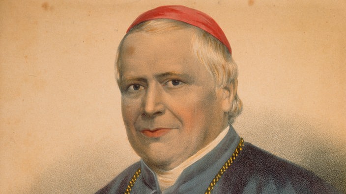 Lithografie von Papst Pius IX. geboren am 13. Mai 1792 in Senigallia (Kirchenstaat) als Grafensohn Giovanni Maria Mastai-Ferretti.