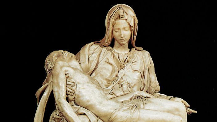 Detailansicht der Skulpturengruppe Pietà von Michelangelo