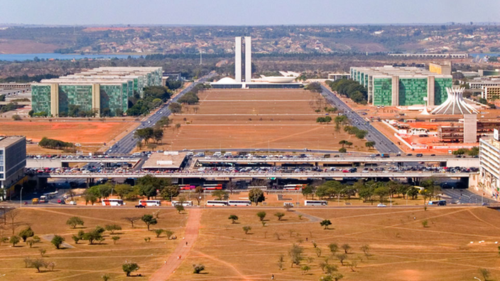 Luftaufnahme des Regierungsviertels in Brasilia.
