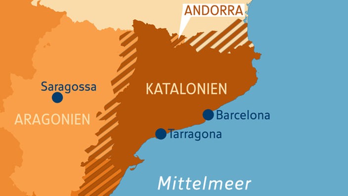 Karte der Region Kataloniens