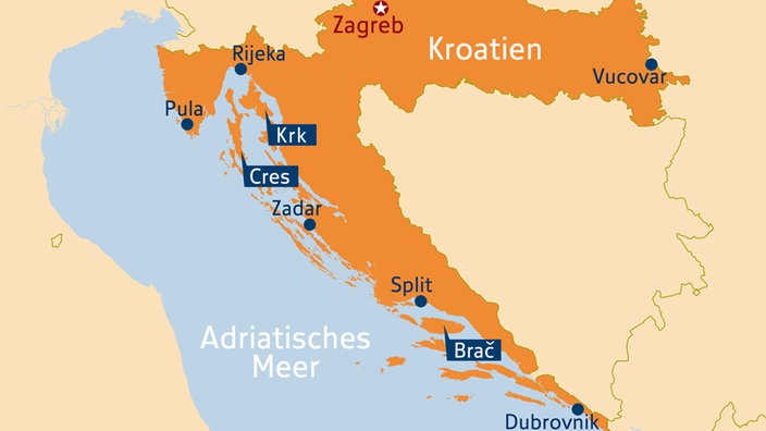 Karte von Kroatien | Bildquelle: wdr Karte von Kroatien