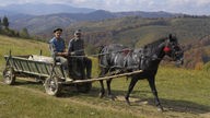 Traditionelle Pferdekutsche im Süden der Karpaten.