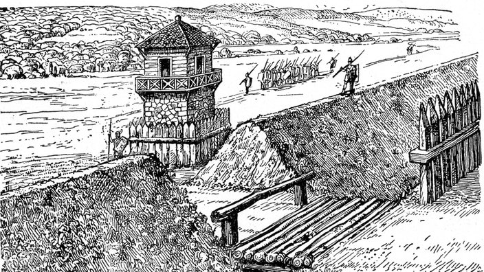 Zeichnung: Der Aufbau des Limes | Bildquelle: AKG/Sammlung Rauch Zeichnung: Der Aufbau des Limes