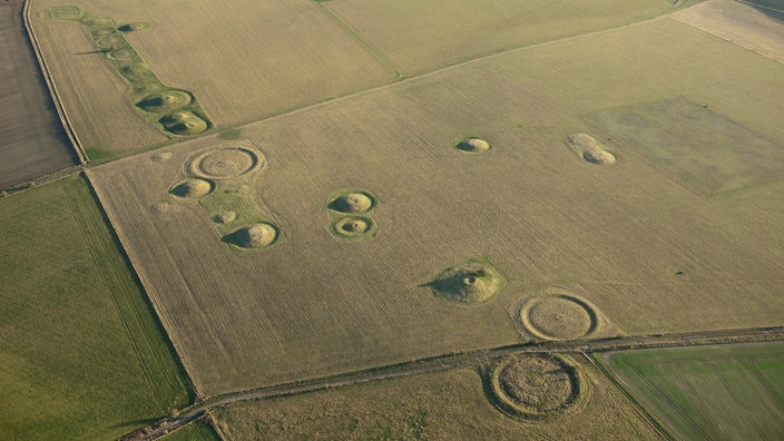 Hügelgräberfeld "Normanton Down" einen Kilometer südlich von Stonehenge | Bildquelle: Heritage Images / Historic England Hügelgräberfeld "Normanton Down" einen Kilometer südlich von Stonehenge