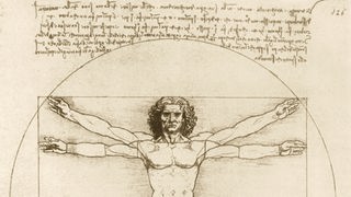Leonardo da Vincis weltbekanntes Proportionsschema nach Vitruv.