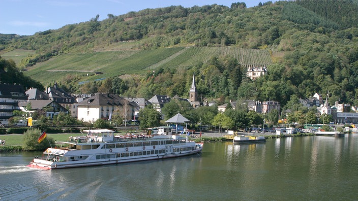 Die Mosel bei Traben-Trarbach | Bildquelle: dpa/KPA/Wauer Die Mosel bei Traben-Trarbach
