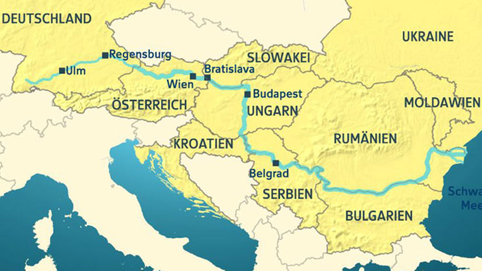 Karte mit dem Verlauf der Donau