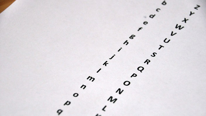 In einer Spalte stehen die Buchstaben A bis Z, in einer Spalte daneben die verschlüsselten Buchstaben Z bis A.