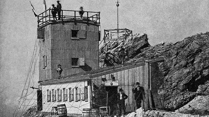 Metereologische Hochstation auf der Zugspitze, Foto um 1900