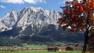 Bayerische Landschaft mit Zugspitze im Hintergrund