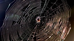 Spinnennetz vor dunklem Hintergrund 