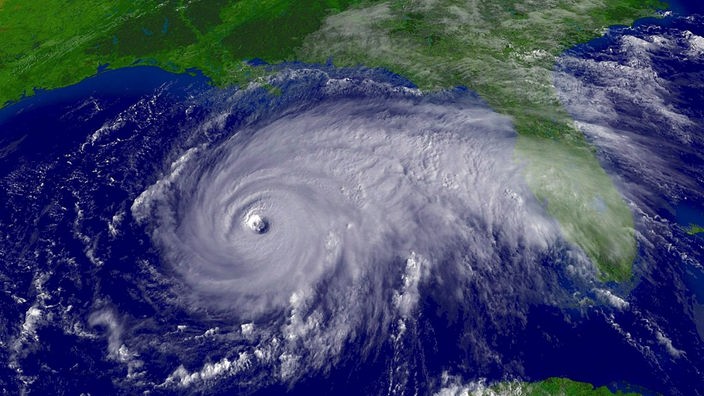 Satellitenbild eines Hurrikan-Zentrums vor der Küste Floridas
