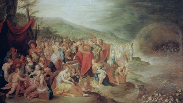 Das Gemälde von Frans Francken aus dem 17. Jahrhundert zeigt Moses und die Israeliten nach der Rettung.