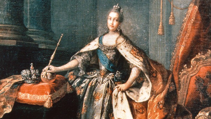Katharina II., Zarin von Russland auf einem Gemälde von Alexej P. Antropow (1762).
