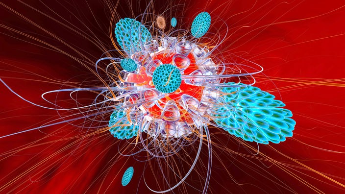Immunsystem-Abwehrzellen greifen ein Virus an