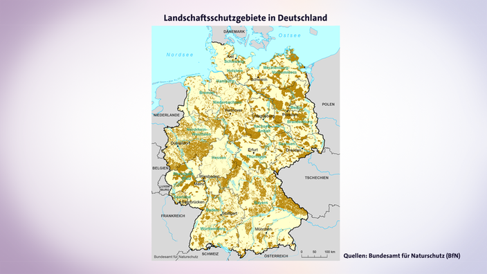 Landschaftsschutzgebiete in Deutschland. | Bildquelle: Bundesamt für Naturschutz (BfN) Landschaftsschutzgebiete in Deutschland.