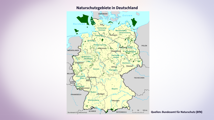 Kartenansicht: Naturschutzgebiete in Deutschland.