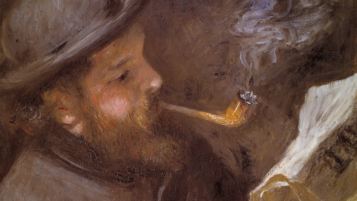 Portraätgemälde von Claude Monet mit Pfeife beim Zeitung lesen. | Bildquelle: akg-images Portraätgemälde von Claude Monet mit Pfeife beim Zeitung lesen.
