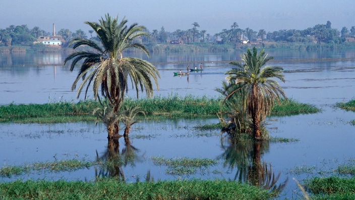 Vom Nil überschwemmte Felder in Ägypten.