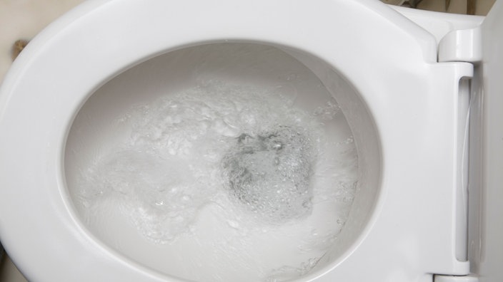 Blick in eine Toilettenschüssel mit sprudelndem Wasser | Bildquelle: picture-alliance Blick in eine Toilettenschüssel mit sprudelndem Wasser