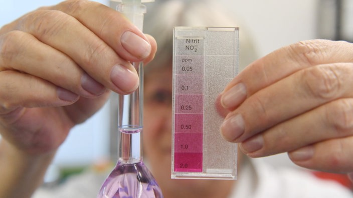 Chemiker prüft Grundwasser in einem Reagenzglas.