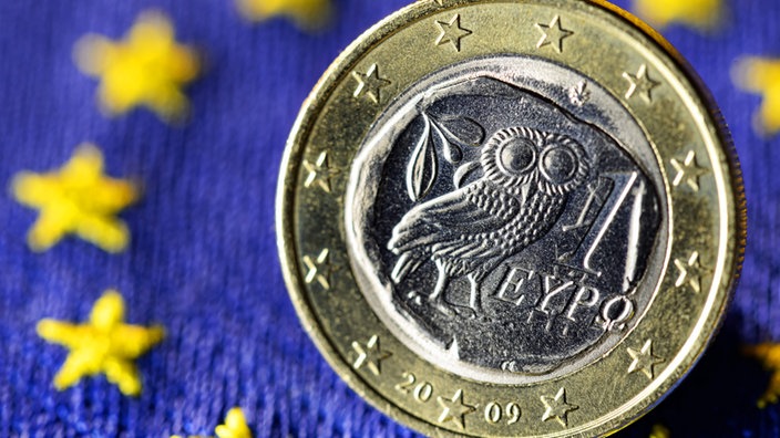 Griechische 1-Euromünze | Bildquelle: Imago/Christian Ohde Griechische 1-Euromünze