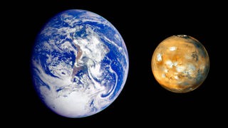 Größenvergleich Erde und Mars