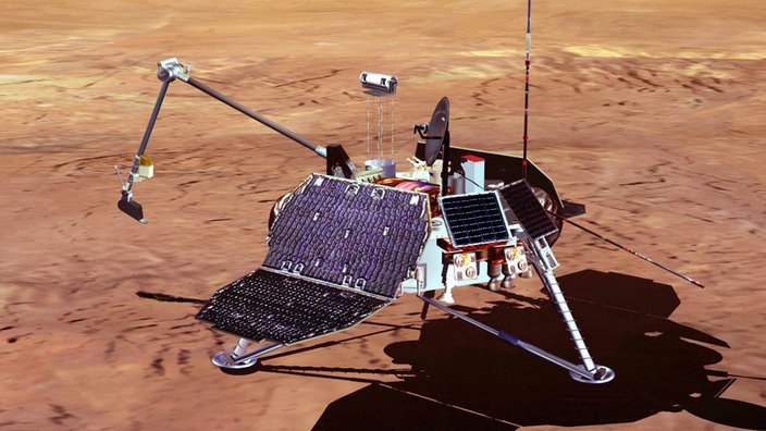 Grafik des Mars Polar Lander auf der Marsoberfläche | Bildquelle: NASA Grafik des Mars Polar Lander auf der Marsoberfläche