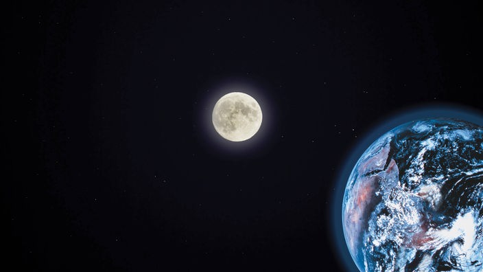 Das aus 400.000 Kilometern Entfernung aufgenommene Bild zeigt die Distanz von Mond und Erde zueinander.