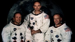 Das Bild zeigt die drei Astronauten Neil Armstrong, Michael Collins und Eldwin Aldrin.