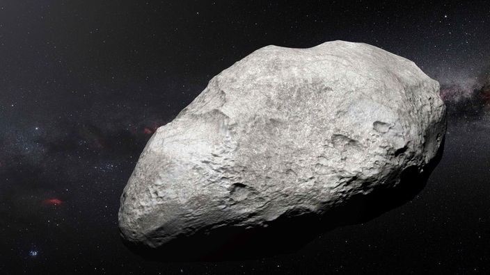 Zeichnung eines Asteroiden im All