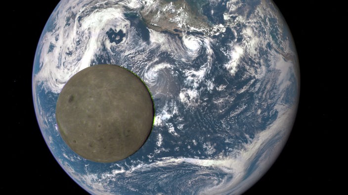 Mond vor der Erde, aufgenommen vom Deep Space Climate Observatory
