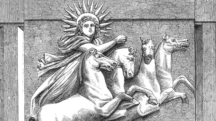 Stich: Helios auf Pferden