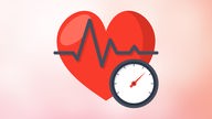 Grafik eines Herzens und Blutdruckmessung