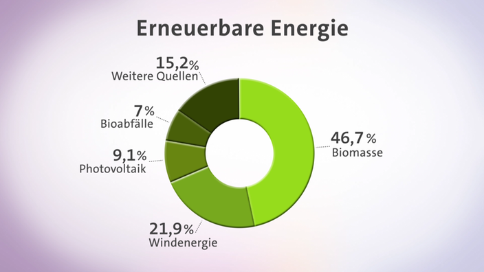 Grafig: Prozentsätze der Erneuerbaren Energien- | Bildquelle: SWR Grafig: Prozentsätze der Erneuerbaren Energien-