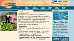 Screenshot der ersten Planet-Wissen-Seite 2002