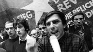 Rudi Dutschke am Mikrofon