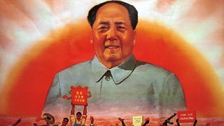 Poster mit Mao Zedong vor der aufgehenden Sonne